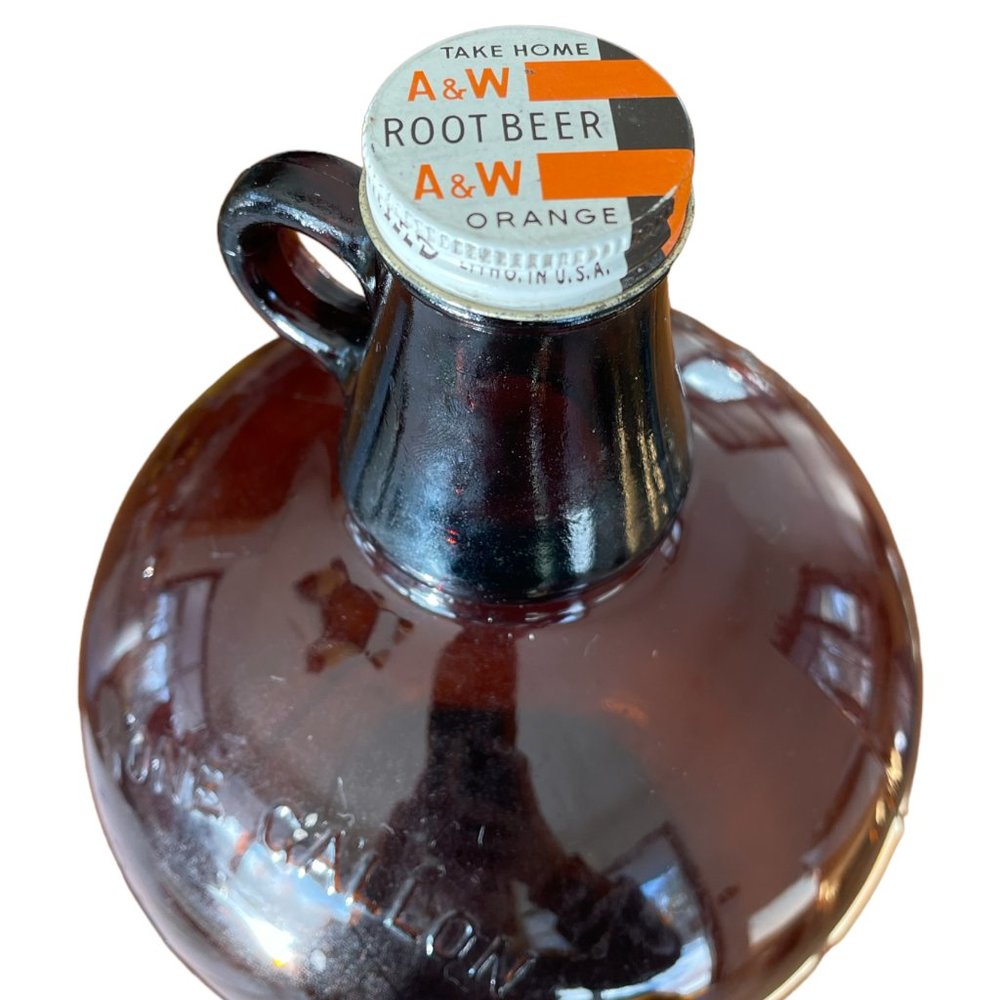 vintage A&W 1 gallon glass jug